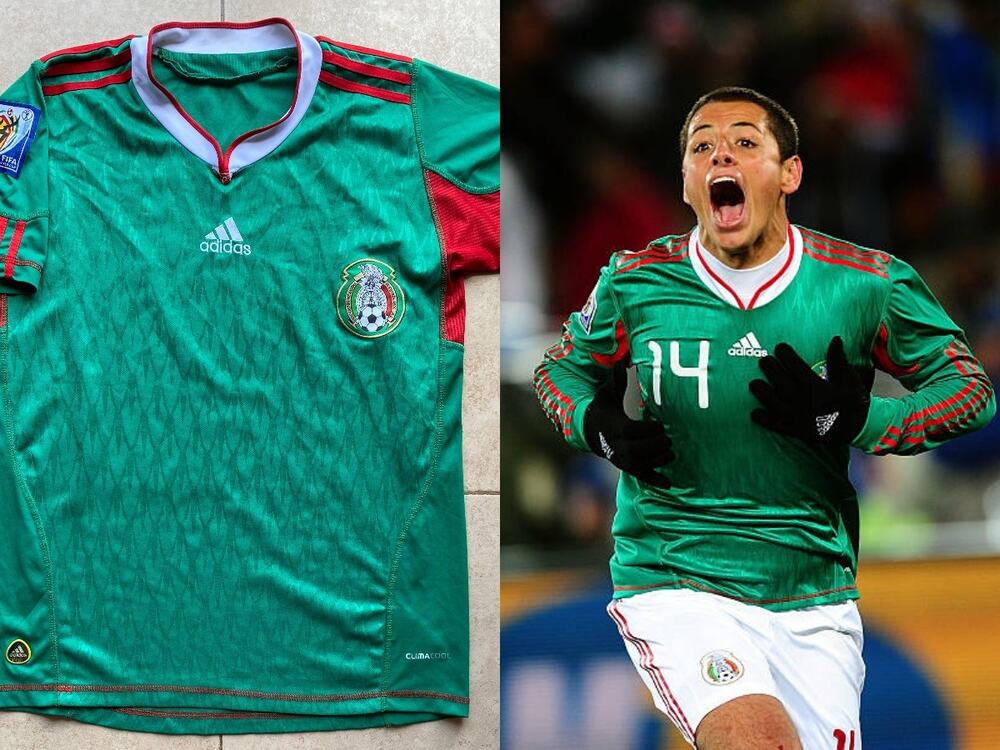 Mexico Soccer 2010 ADIDAS Clima South Africa World Cup jersey L green FIFA vtg